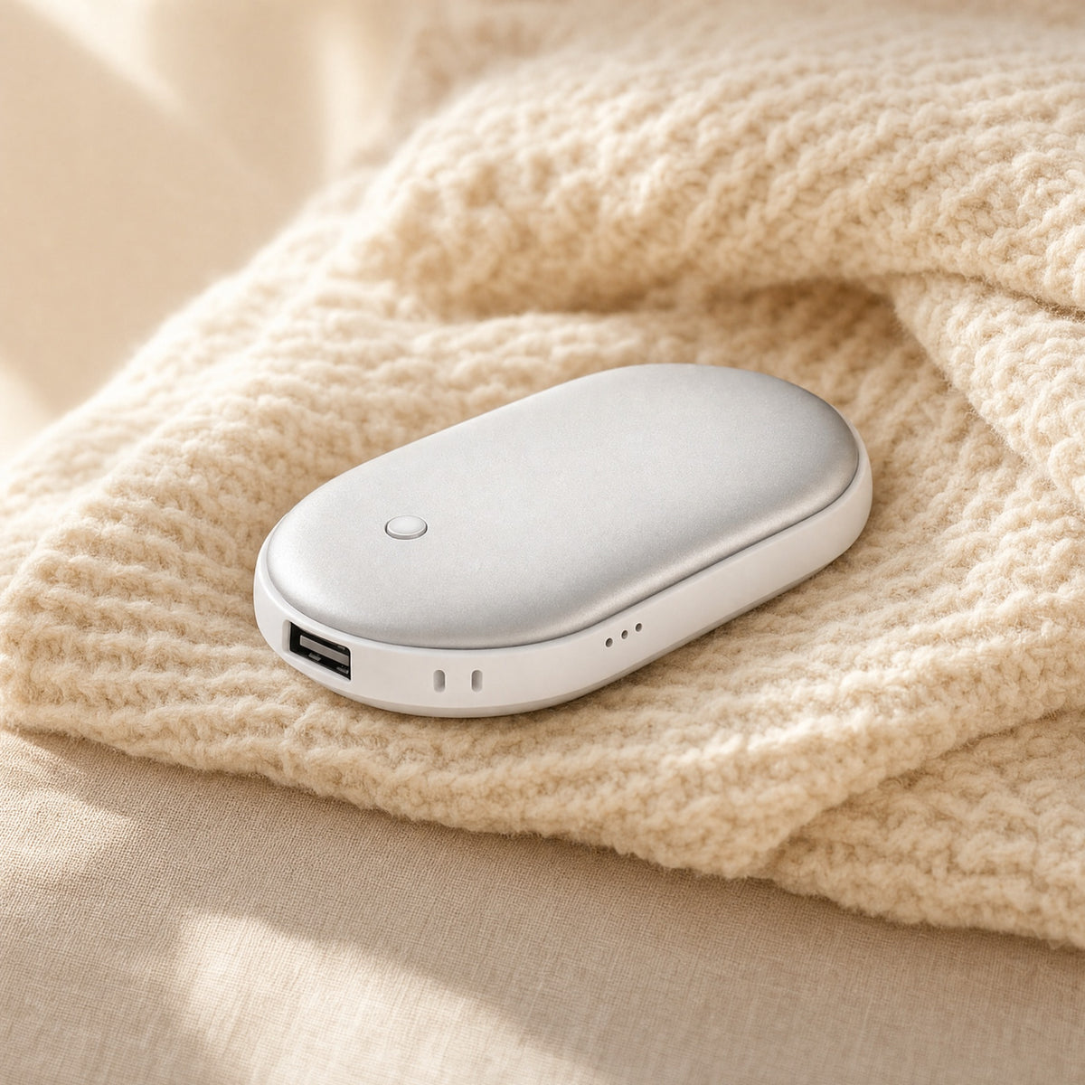 Rechargeable Hand Warmer & Power Bank in Silver